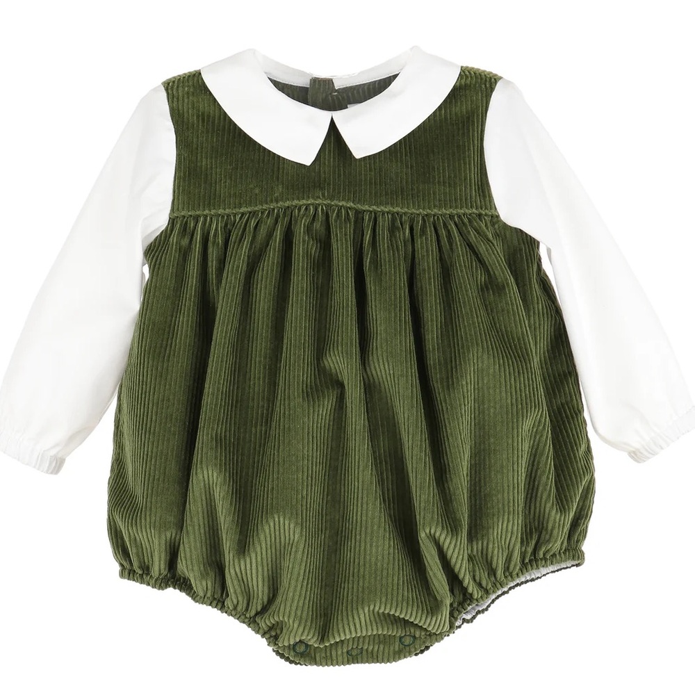 Edgehill Collection Olive and White Corduroy Baby Bubble